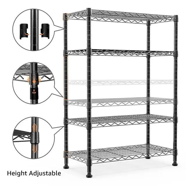Alt view image 5 of 7 - M 1000 lbs Storage Shelving Steel Heavy Duty 4-Tier Utility Shelving Unit Steel Organizer Wire Rack for Home,Kitchen,Office (13.7" D x 29.5" W x 47.2" H)