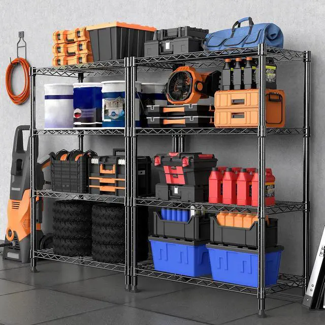Alt view image 7 of 7 - M 1000 lbs Storage Shelving Steel Heavy Duty 4-Tier Utility Shelving Unit Steel Organizer Wire Rack for Home,Kitchen,Office (13.7" D x 29.5" W x 47.2" H)