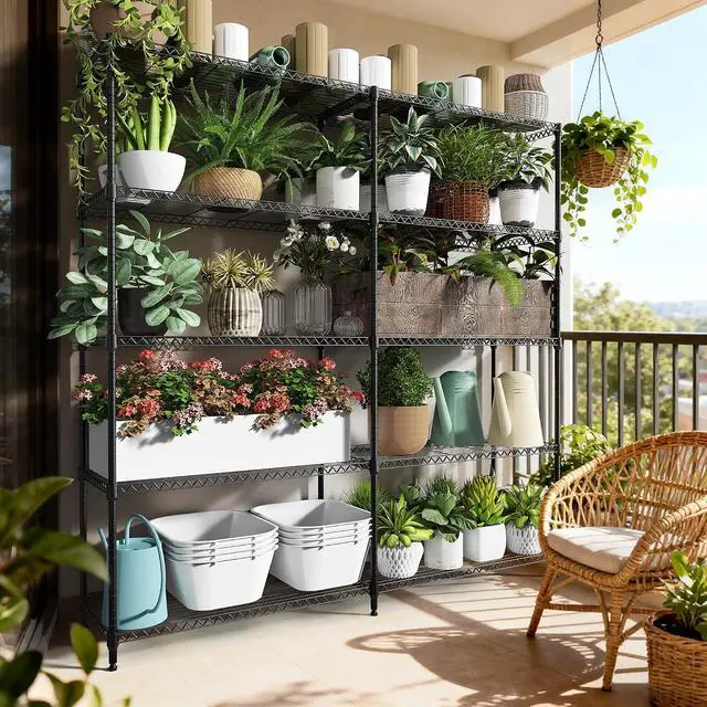 Alt view image 5 of 7 - M 5 Tiers Storage Shelves Load 1500LBS, Metal Shelving Wire Metal Shelving Unit Shelves for Storage Adjustable Garage Shelving for Pantry Kitchen Garage Black 15.8" D x 33.5" W x 70.5" H