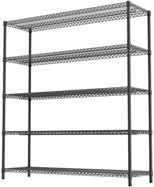 Alt view image 7 of 7 - M 3500LBS 59" W 5 Tiers Storage Shelves, Metal Shelving Wire Metal Shelving Unit Shelves for Storage Adjustable Garage Shelving for Pantry Kitchen Garage Black 17.7" D x 59.1" W x 70.4" H