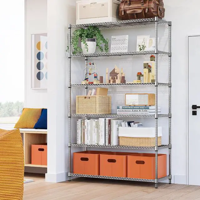 Alt view image 2 of 7 - M 6 Tiers Storage Shelves Load 2100LBS, Metal Shelving Wire Metal Shelving Unit Shelves for Storage Adjustable Garage Shelving for Pantry Kitchen Garage Chrome 17.7" D x 47.3" W x 82.4" H