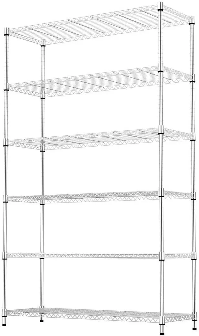 Alt view image 7 of 7 - M 6 Tiers Storage Shelves Load 2100LBS, Metal Shelving Wire Metal Shelving Unit Shelves for Storage Adjustable Garage Shelving for Pantry Kitchen Garage Chrome 17.7" D x 47.3" W x 82.4" H