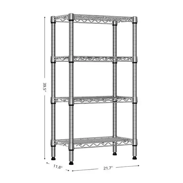 Alt view image 3 of 7 - M 1000 lbs 4 Tier Shelf Metal Storage Shelves Wire Rack Closet Organizers with PP Board for Garage Kitchen Bathroom Laundry Chrome 11.8" D x 21.7" W x 39.5" H