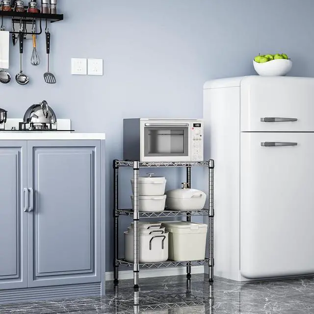 Alt view image 4 of 7 - M 750 lbs 3 Tier Shelf Metal Storage Shelves Wire Rack Closet Organizers with PP Board for Garage Kitchen Bathroom Laundry Chrome 11.8" D x 21.7" W x 28.6" H