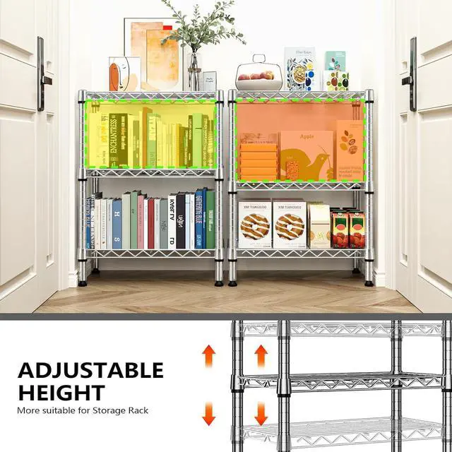 Alt view image 6 of 7 - M 750 lbs 3 Tier Shelf Metal Storage Shelves Wire Rack Closet Organizers with PP Board for Garage Kitchen Bathroom Laundry Chrome 11.8" D x 21.7" W x 28.6" H