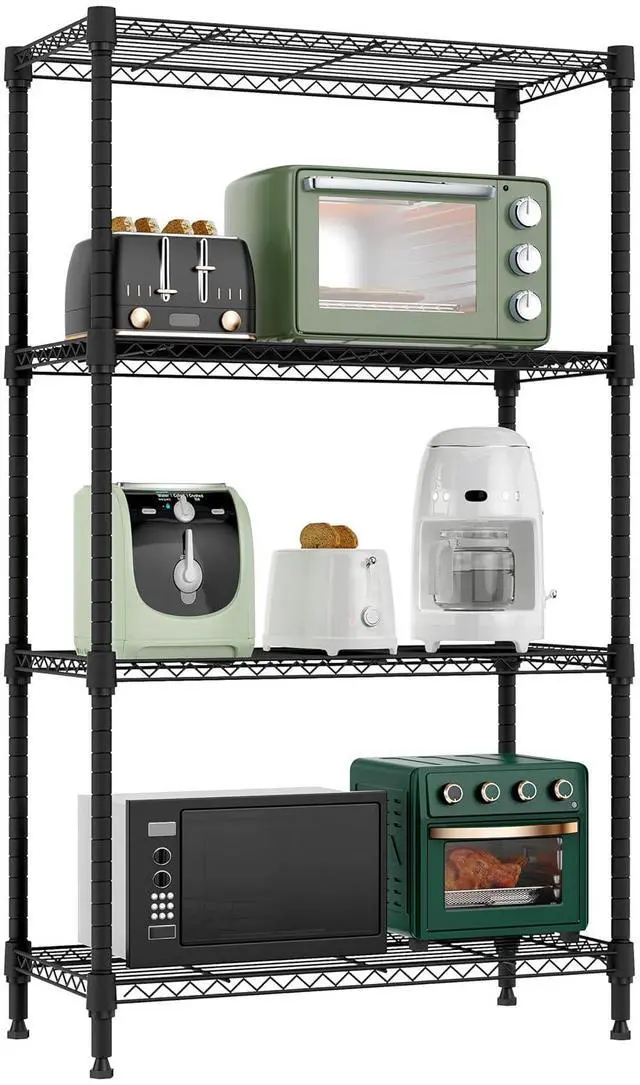 Main image of M 1000 lbs 4 Tier Shelf Metal Storage Shelves Wire Rack Closet Organizers for Garage Kitchen Bathroom Laundry Black 11.8" D x 25.6" W x 45.5" H