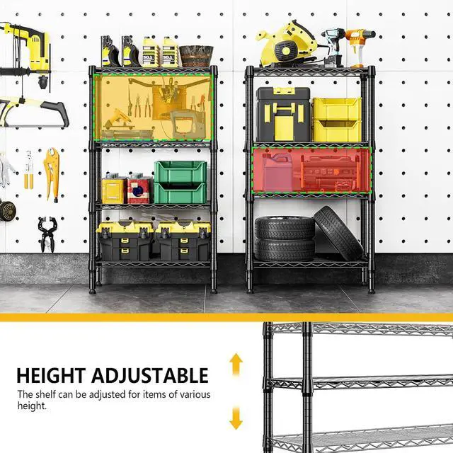 Alt view image 7 of 7 - M Shelf Metal Storage Shelves Wire Rack Closet Organizers for Garage Kitchen Bathroom Laundry