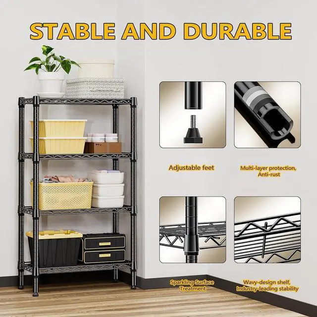 Alt view image 6 of 7 - M Shelf Metal Storage Shelves Wire Rack Closet Organizers for Garage Kitchen Bathroom Laundry