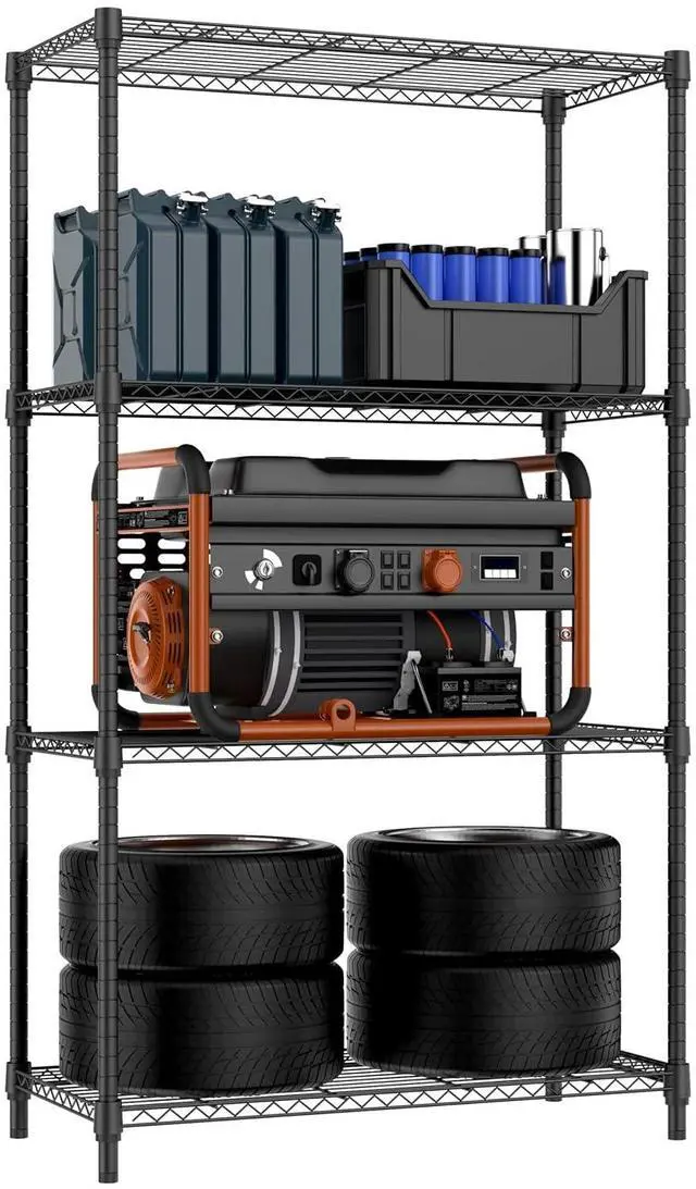 Main image of M 1000 lbs 4 Tier Shelf Metal Storage Shelves Shelving Wire Rack Heavy Duty Closet Organizers for Garage Kitchen Bathroom Laundry Black 15.7" D x 33.5" W x 59.5" H