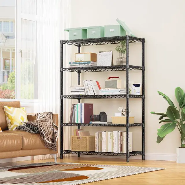 Alt view image 2 of 7 - M 1750 lbs Steel Storage Shelving 5-Tier Utility Shelving Unit Steel Organizer Wire Rack for Home,Kitchen,Office,Garage, 1750 LBS Capacity 17.7" D x 47.2" W x 72.3" H