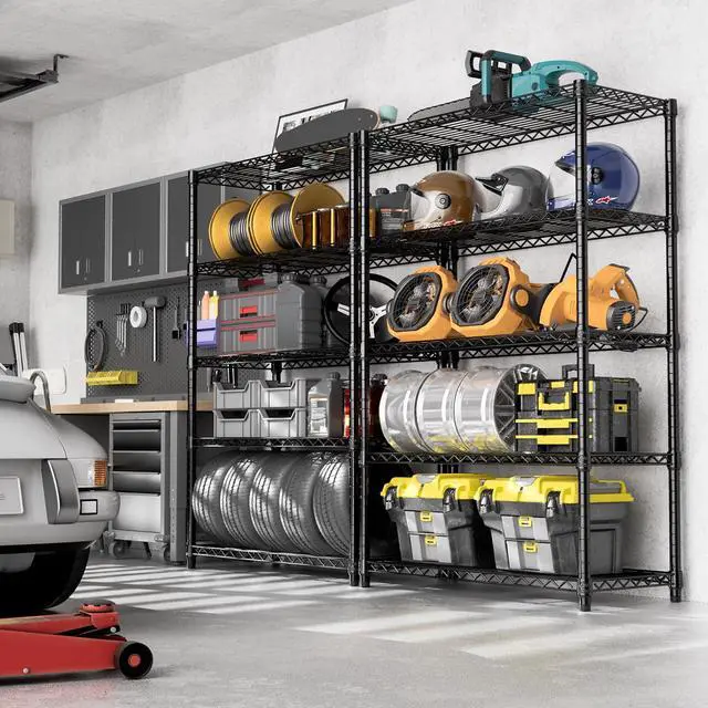 Alt view image 6 of 7 - M 2 PCS Steel Storage Shelving Utility Shelving Unit Steel Organizer Wire Rack for Home,Kitchen,Office,Garage