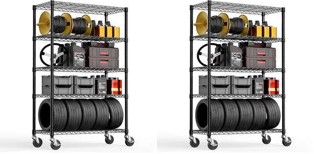 Main image of M 5-Shelf Storage Shelves,Wire Shelving Heavy Duty Metal Storage Shelving Unit Adjustable Garage Shelving Rack Pantry Kitchen (Black, 5 Tier,17.7" D x 47.2" W x 76.7" H) (Pack of 2)