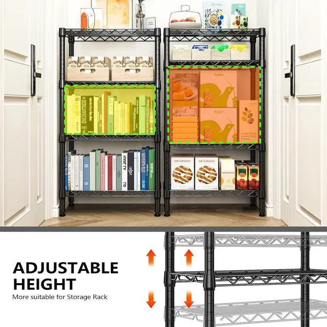 Alt view image 6 of 7 - M 1000 lbs 4 Tier Shelf Metal Storage Shelves Wire Rack Closet Organizers with PP Board for Garage Kitchen Bathroom Laundry Black 11.8" D x 21.7" W x 39.5" H