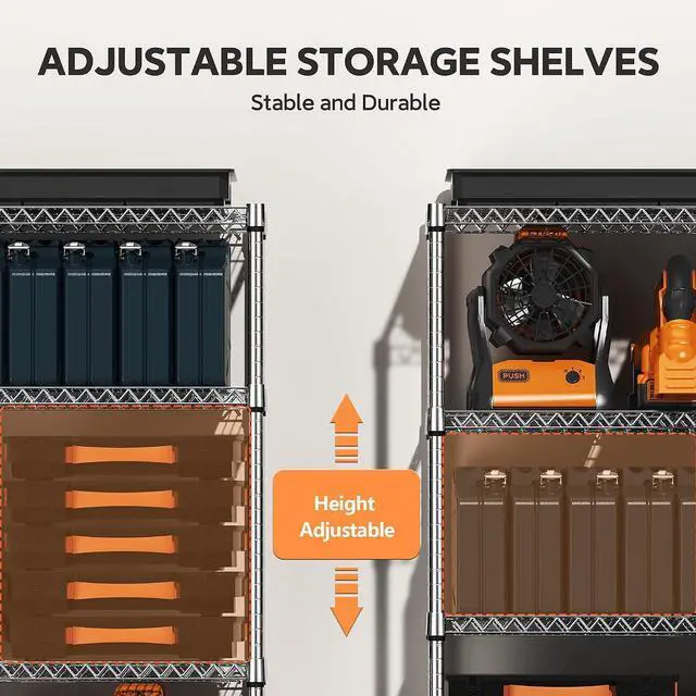 Alt view image 4 of 7 - M 4 Tiers Storage Shelves Load 1400LBS, Metal Shelving Wire Metal Shelving Unit Shelves for Storage Adjustable Garage Shelving for Pantry Kitchen Garage Chrome 17.7" D x 47.3" W x 62.7" H