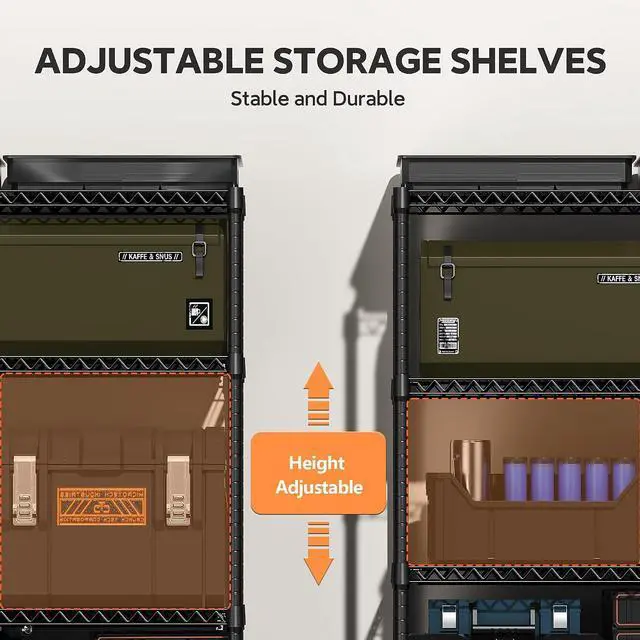 Alt view image 6 of 7 - M 5 Tiers Storage Shelves Load 1500LBS, Metal Shelving Wire Metal Shelving Unit Shelves for Storage Adjustable Garage Shelving for Pantry Kitchen Garage Black 15.8" D x 33.5" W x 70.5" H