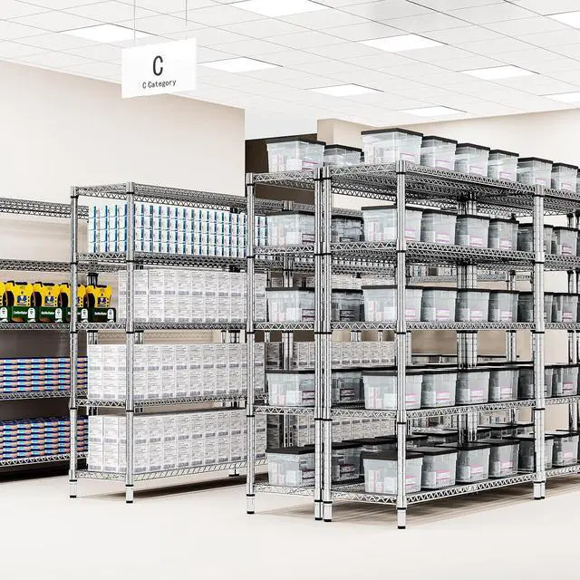 Alt view image 5 of 7 - M 2800 LBS 59" W 4 Tier Storage Shelves Rack Metal Wire Shelving Unit, Storage Standing Shelf Organizer for Laundry Bathroom Kitchen Pantry Garage Utility Room, Chrome 17.7" D x 59.1" W x 70.4" H