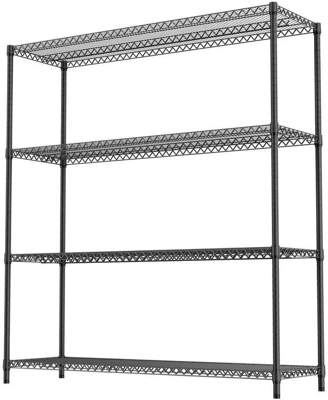 Alt view image 7 of 7 - M 2800LBS 59" W 4 Tiers Storage Shelves Load, Metal Shelving Wire Metal Shelving Unit Shelves for Storage Adjustable Garage Shelving for Pantry Kitchen Garage Black 17.7" D x 59.1" W x 70.4" H