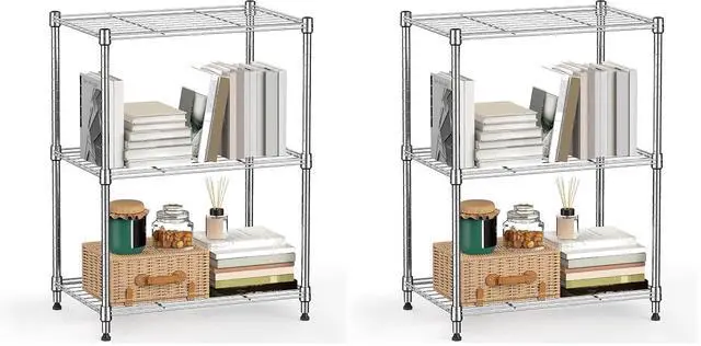 Main image of M 450 lbs Wire Storage Shelving 3-Tier Utility Shelving Unit Steel Organizer Wire Rack for Home,Kitchen,Office,Chrome(11.8" D x 17.7" W x 26.4" H) (Pack of 2)