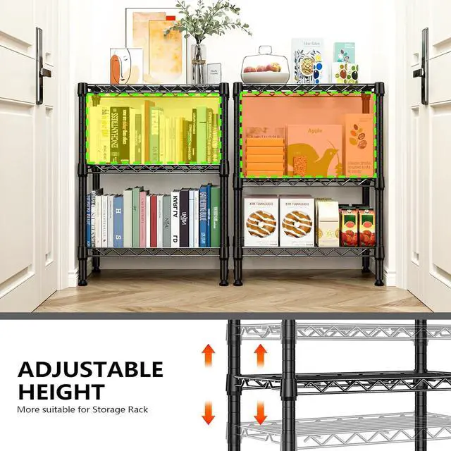 Alt view image 6 of 7 - M 750 lbs 3 Tier Shelf Metal Storage Shelves Wire Rack Closet Organizers with PP Board for Garage Kitchen Bathroom Laundry Black 11.8" D x 21.7" W x 28.6" H