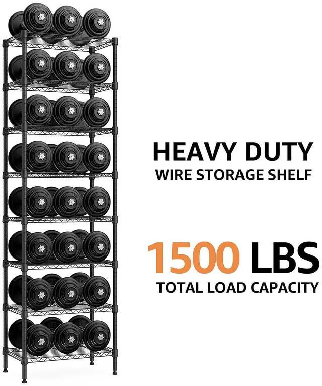 Alt view image 4 of 7 - M 8 Tier 2000 lbs Storage Rack Metal Wire Shelving Unit, Storage Standing Shelf Organizer for Laundry Bathroom Kitchen Pantry Closet Garage Basement Utility Room, Black 13.8" D x 23.6" W x 79.5" H