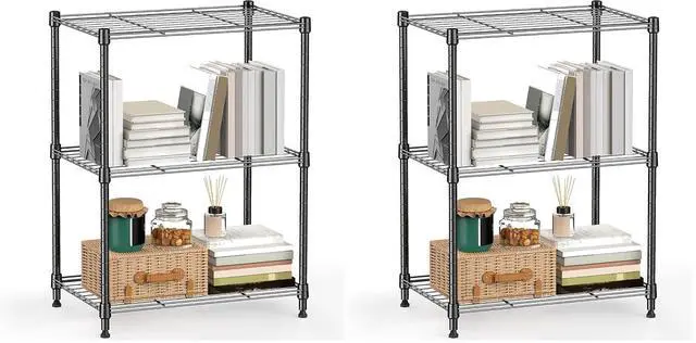 Main image of M 450 lbs Steel Storage Shelving 3-Tier Utility Shelving Unit Steel Organizer Wire Rack for Home,Kitchen,Office (11.8" D x 17.7" W x 26.3" H) (Pack of 2)