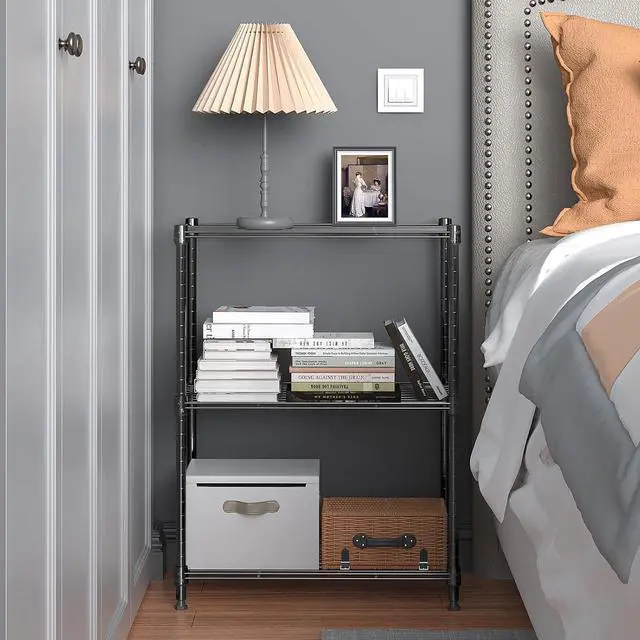 Alt view image 5 of 7 - M 450 lbs Steel Storage Shelving 3-Tier Utility Shelving Unit Steel Organizer Wire Rack for Home,Kitchen,Office (11.8" D x 17.7" W x 26.3" H) (Pack of 2)