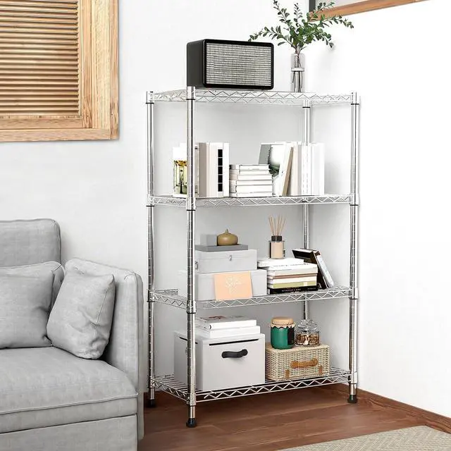 Alt view image 2 of 7 - M 1000 lbs Storage Shelving Steel Heavy Duty 4-Tier Utility Shelving Unit Steel Organizer Wire Rack for Home,Kitchen,Office,Chrome (13.7" D x 29.5" W x 47.2" H)
