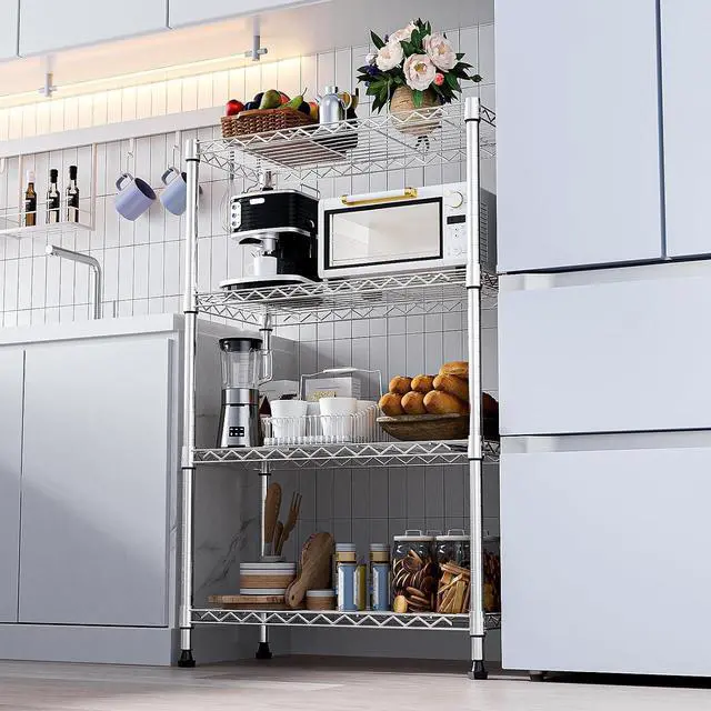 Alt view image 6 of 7 - M 1000 lbs Storage Shelving Steel Heavy Duty 4-Tier Utility Shelving Unit Steel Organizer Wire Rack for Home,Kitchen,Office,Chrome (13.7" D x 29.5" W x 47.2" H)