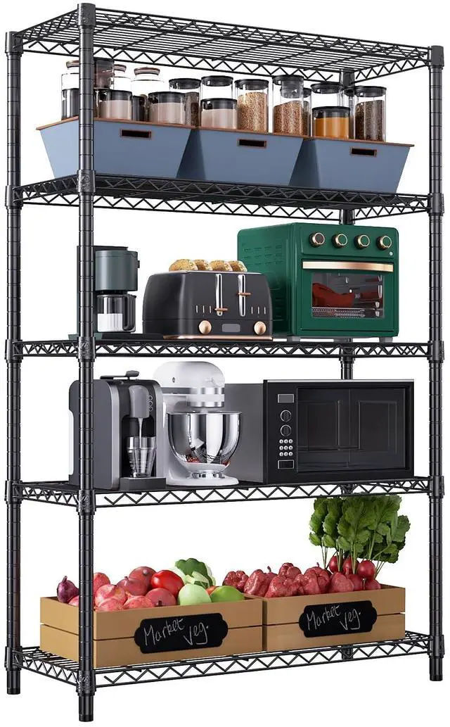 Main image of M 1750 lbs Steel Storage Shelving 5-Tier Utility Shelving Unit Steel Organizer Wire Rack for Home,Kitchen,Office,Garage, 1750 LBS Capacity 17.7" D x 47.2" W x 72.3" H