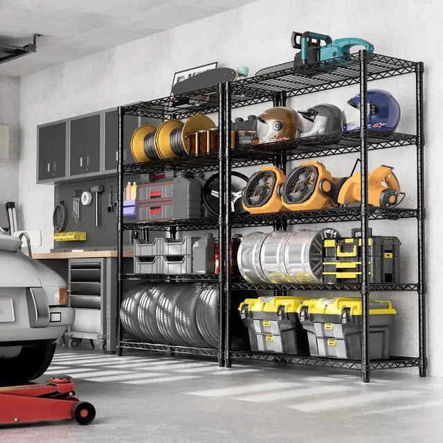 Alt view image 6 of 7 - M 1750 lbs Steel Storage Shelving 5-Tier Utility Shelving Unit Steel Organizer Wire Rack for Home,Kitchen,Office,Garage, 1750 LBS Capacity 17.7" D x 47.2" W x 72.3" H