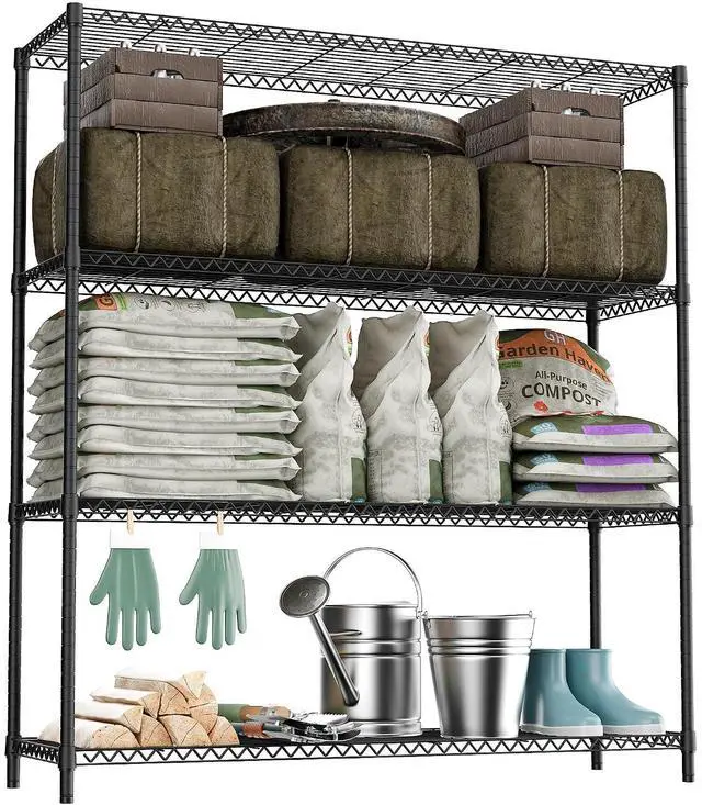 Main image of M 2400LBS 47.3" W Stand Shelf Wire Rust-Proof Outdoor Storage Shelving 4-Tier Utility Shelving Unit for Garden Home,Kitchen,Office Dark Grey 17.7" D x 47.3" W x 59.4" H