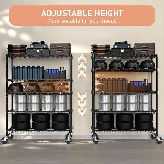 Alt view image 6 of 7 - M 53" W Garage Shelving 5 Tier Industrial 2200LBS Metal Shelving Units for Commercial, Basement, Pantry, Warehouse, School, Black Heavy Duty Easy Assembly 53.2" W x 23.6" D x 73.6" H