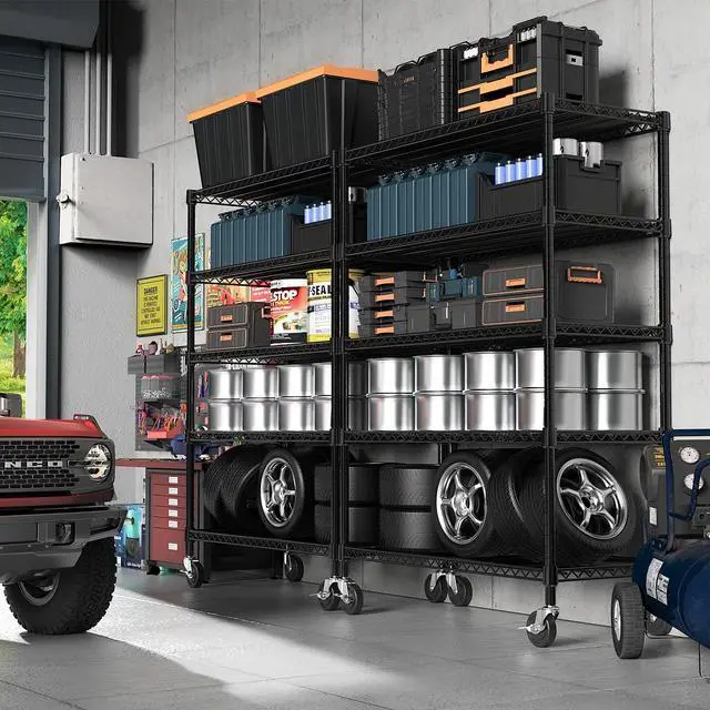 Alt view image 7 of 7 - M 53" W Garage Shelving 5 Tier Industrial 2200LBS Metal Shelving Units for Commercial, Basement, Pantry, Warehouse, School, Black Heavy Duty Easy Assembly 53.2" W x 23.6" D x 73.6" H