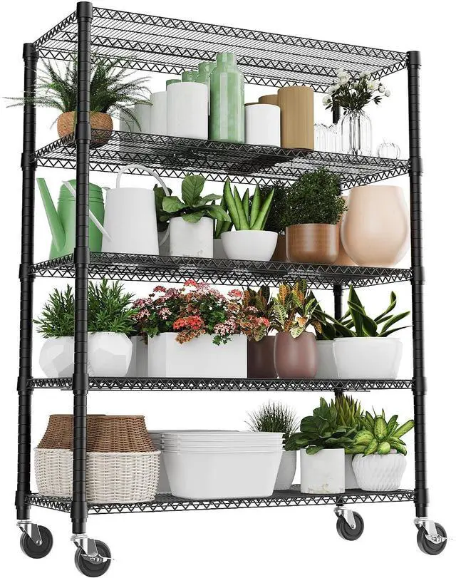 Main image of M 3300LBS 53.1" W 5 Tiers Shelf Steel Storage Shelving Utility Shelving Unit Steel Organizer Wire Rack for Home,Kitchen,Office,Garage Black 23.6" D x 53.1" W x 73.6" H