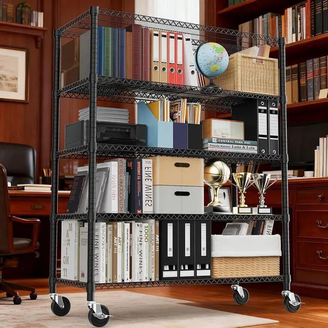 Alt view image 6 of 7 - M 3300LBS 53.1" W 5 Tiers Shelf Steel Storage Shelving Utility Shelving Unit Steel Organizer Wire Rack for Home,Kitchen,Office,Garage Black 23.6" D x 53.1" W x 73.6" H