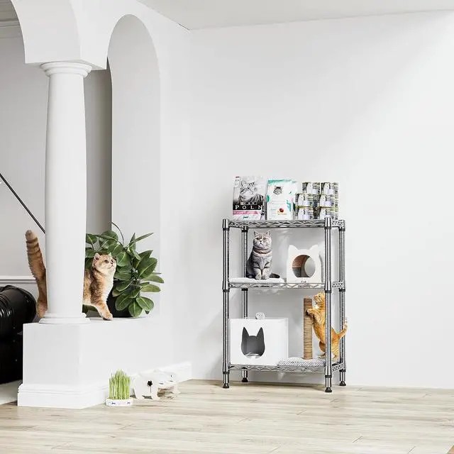 Alt view image 2 of 7 - M 750 lbs 3 Tier Shelf Metal Storage Shelves Shelving Wire Rack Heavy Duty Closet Organizers for Garage Kitchen Bathroom Laundry Chrome 13.8" D x 23.6" W x 35.5" H