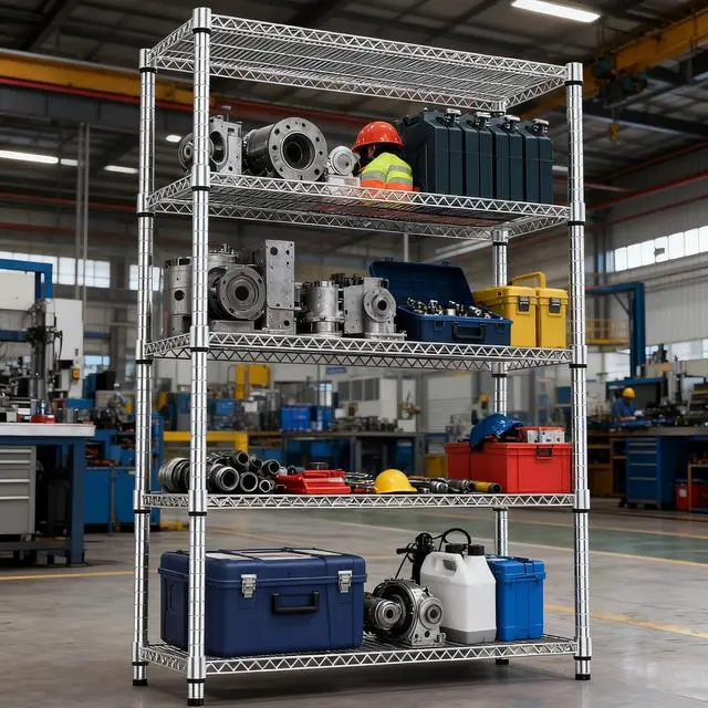 Alt view image 7 of 7 - M 5 Tiers Shelf Metal Storage Shelves 3300 lbs Steel Storage Shelving Utility Shelving Unit Steel Organizer Wire Rack for Home,Kitchen,Office,Garage Chrome 17.7" D x 47.2" W x 70.3" H