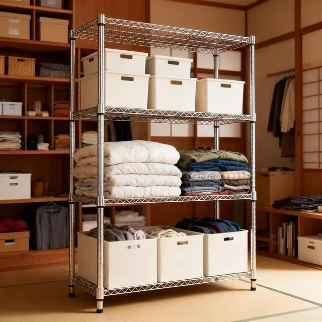 Alt view image 5 of 7 - M 4 Tiers Shelf Metal Storage Shelves 2640 lbs Steel Storage Shelving Utility Shelving Unit Steel Organizer Wire Rack for Home,Kitchen,Office,Garage Chrome 17.7" D x 47.2" W x 70.3" H