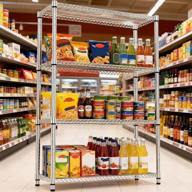 Alt view image 6 of 7 - M 4 Tiers Shelf Metal Storage Shelves 2640 lbs Steel Storage Shelving Utility Shelving Unit Steel Organizer Wire Rack for Home,Kitchen,Office,Garage Chrome 17.7" D x 47.2" W x 70.3" H