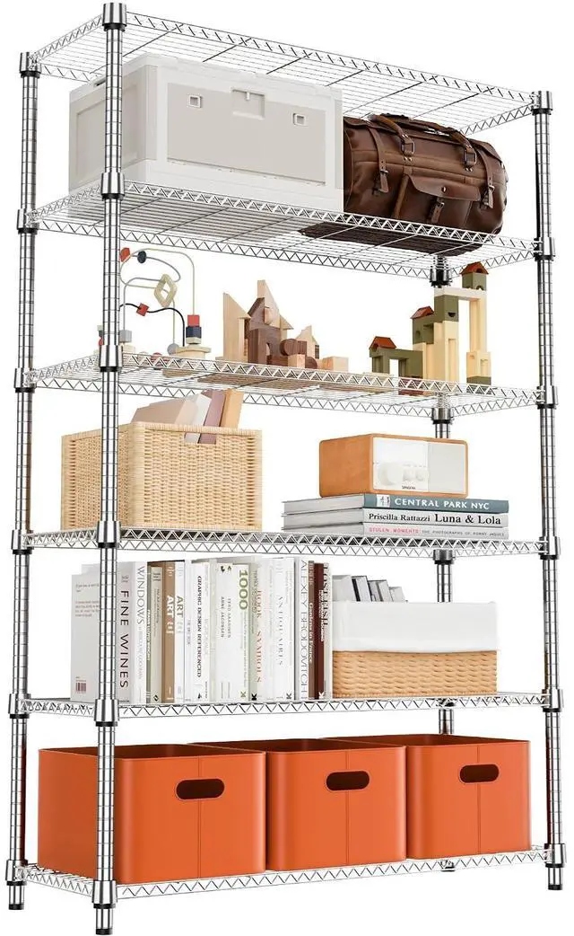 Main image of M 2100LBS 47.2" W 6 Tiers Shelf Storage Shelves Metal Shelving Unit Heavy Duty Garage Shelving Adjustable Wire Shelves for Pantry,Kitchen,Garage,Basement,Chrome 17.7" D x 47.2" W x 82.4" H