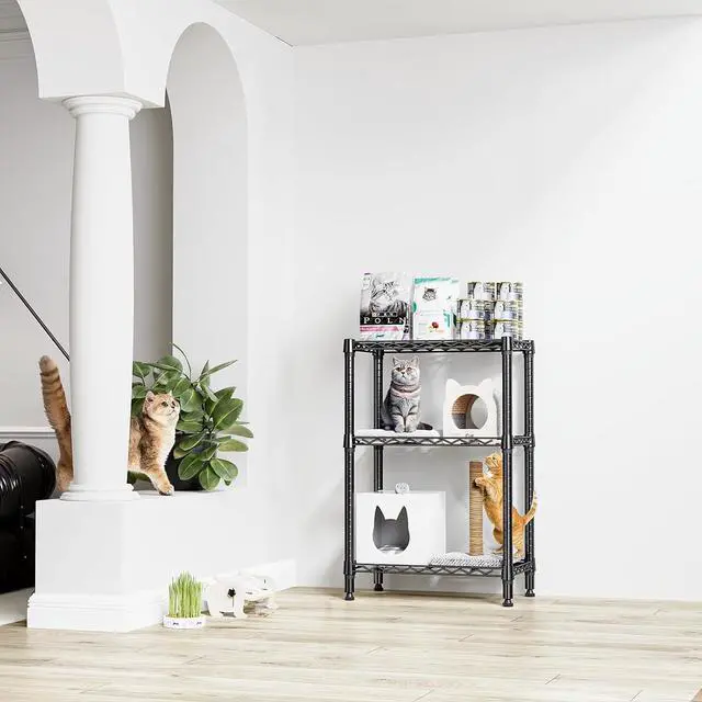 Alt view image 2 of 7 - M 750 lbs 3 Tier Shelf Metal Storage Shelves Shelving Wire Rack Heavy Duty Closet Organizers for Garage Kitchen Bathroom Laundry Black 13.8" D x 23.6" W x 35.5" H