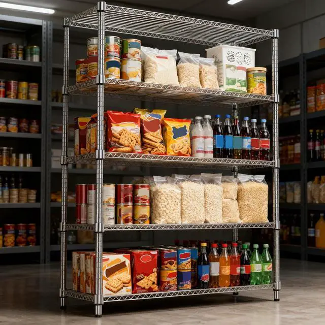 Alt view image 5 of 7 - M 1750LBS 47.2" W 5 Tiers Shelf Steel Storage Shelves Metal Shelving Unit Steel Organizer Wire Rack for Home,Kitchen,Office,Garage Chrome 17.7" D x 47.2" W x 72.4" H