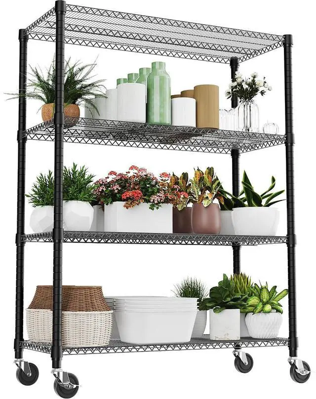 Main image of M 2640LBS 53.1" W 4 Tiers Shelf Steel Storage Shelves Shelving Unit Steel Organizer Wire Rack for Home,Kitchen,Office,Garage Black 23.6" D x 53.1" W x 73.6" H