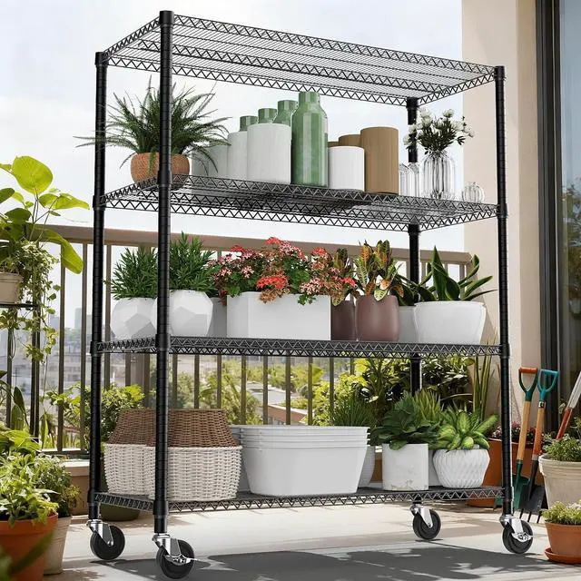 Alt view image 2 of 7 - M 2640LBS 53.1" W 4 Tiers Shelf Steel Storage Shelves Shelving Unit Steel Organizer Wire Rack for Home,Kitchen,Office,Garage Black 23.6" D x 53.1" W x 73.6" H
