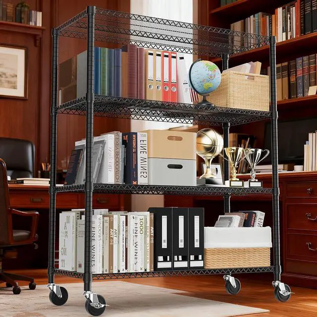Alt view image 6 of 7 - M 2640LBS 53.1" W 4 Tiers Shelf Steel Storage Shelves Shelving Unit Steel Organizer Wire Rack for Home,Kitchen,Office,Garage Black 23.6" D x 53.1" W x 73.6" H