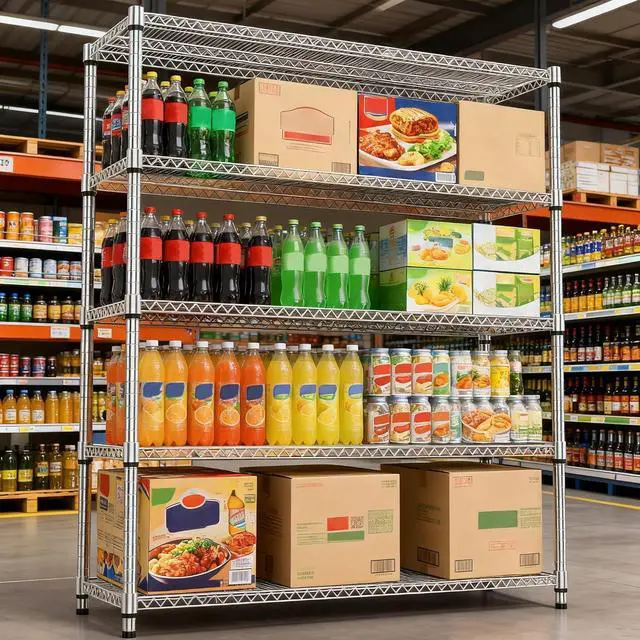 Alt view image 5 of 7 - M 5 Tiers Shelf 3300 lbs Steel Storage Shelving Utility Shelving Unit Steel Organizer Wire Rack for Home,Kitchen,Office,Garage Chrome 17.7" D x 59.1" W x 70.3" H
