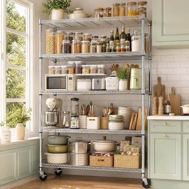 Alt view image 2 of 7 - M 5-Shelf Heavy Duty Garage Shelving Wire Adjustable Storage Rack for Kitchen Laundry Bathroom Pantry 1750 lbs Capacity Silver 17.7 x 47.3 x 75.6 Inch