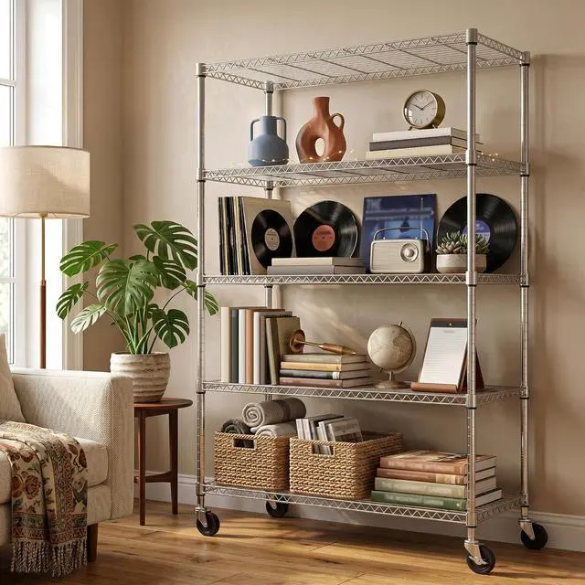 Alt view image 6 of 7 - M 5-Shelf Heavy Duty Garage Shelving Wire Adjustable Storage Rack for Kitchen Laundry Bathroom Pantry 1750 lbs Capacity Silver 17.7 x 47.3 x 75.6 Inch