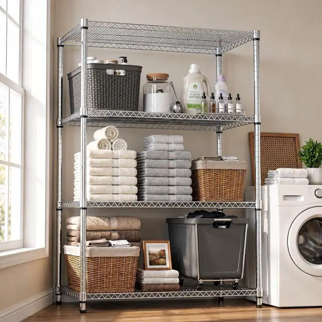 Alt view image 7 of 7 - M 4-Shelf Heavy Duty Garage Shelving Wire Adjustable Storage Rack for Kitchen Laundry Bathroom Pantry 2640 lbs Capacity Silver 17.7 x 47.3 x 70.4 Inch