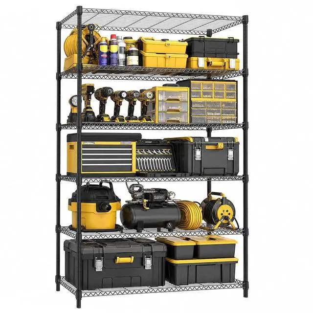 Main image of M 6-Shelf Heavy Duty Garage Shelving Wire Adjustable Storage Rack for Kitchen Laundry Bathroom Pantry 2100 lbs Capacity Black 17.7 x 47.3 x 82.4 Inch